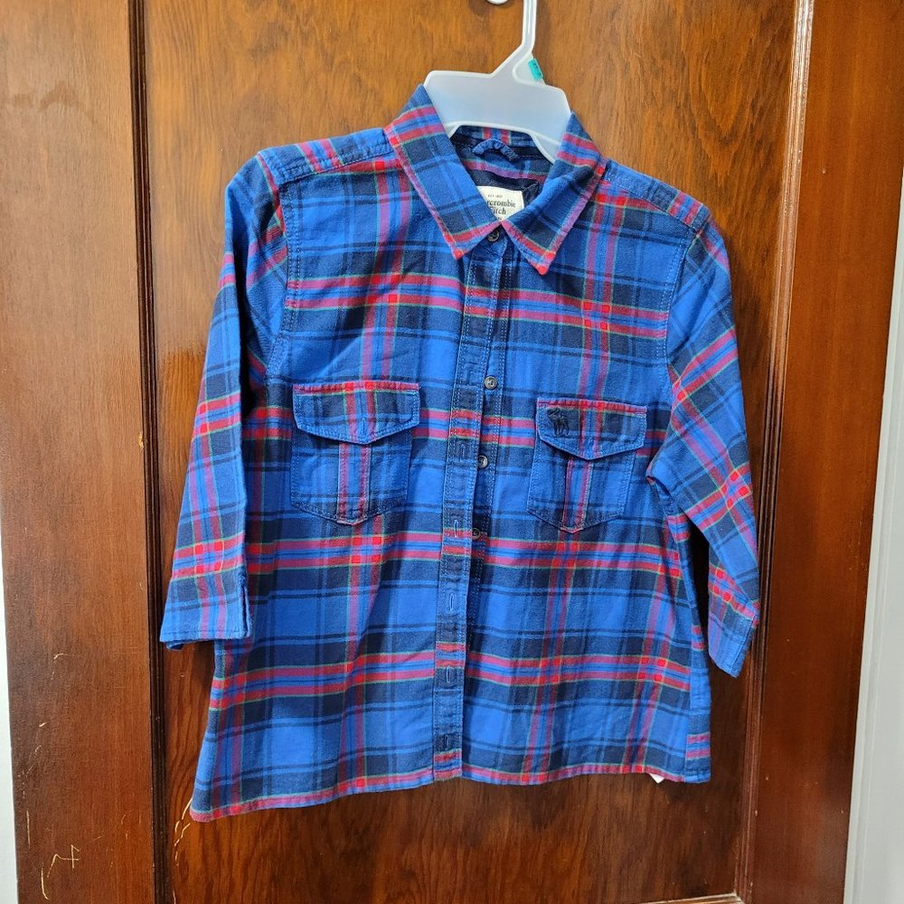 💖 Abercrombie & Fitch Plaid Long Sleeve Shirt Size Large